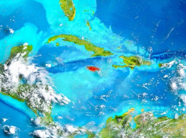 Dünya üzerindeki kırmızı Jamaika'da