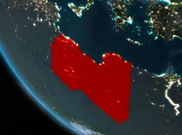 Libya dünya üzerindeki gece görünümü
