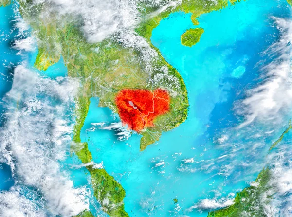 Camboya en rojo en la Tierra — Foto de Stock