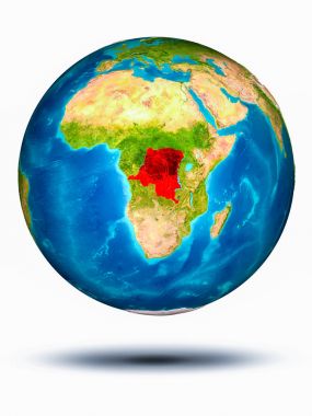 Demokratik Kongo Cumhuriyeti beyaz arka plan ile yeryüzünde