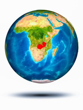 Beyaz arka plan ile yeryüzünde Zambiya