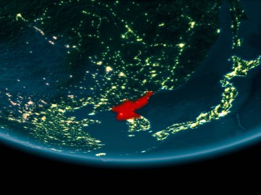 Gece boyunca Kuzey Kore yeryüzünde