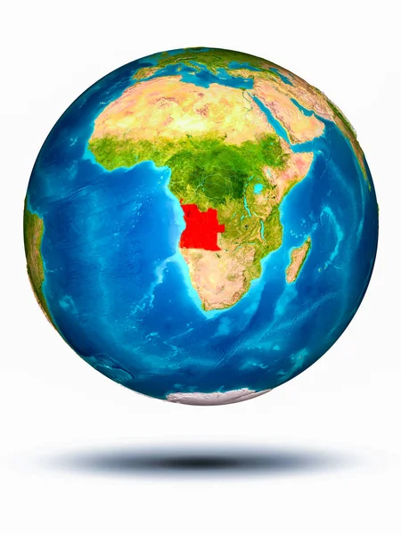 Angola na Terra com fundo branco — Fotografia de Stock