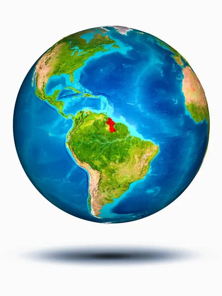 Beyaz arka plan ile yeryüzünde Guyana — Stok fotoğraf