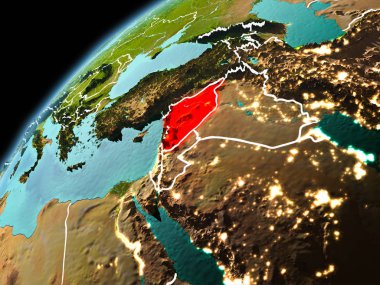 Yeryüzünde Suriye'nin akşam görünümü