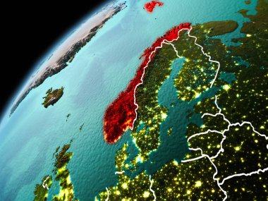 Norveç yeryüzünde görünümünü akşam