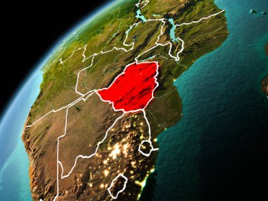 Zimbabve yeryüzünde akşam görünümü