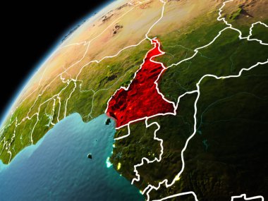 Kamerun dünya üzerindeki görünümünü akşam