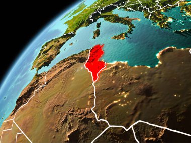Tunus dünya üzerindeki görünümünü akşam