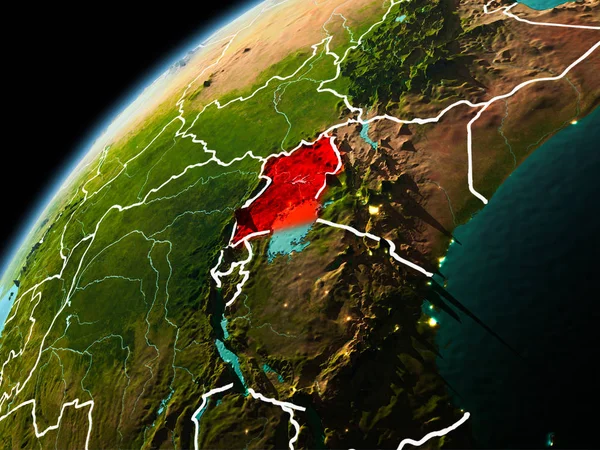 Avond weergave van Oeganda op aarde — Stockfoto