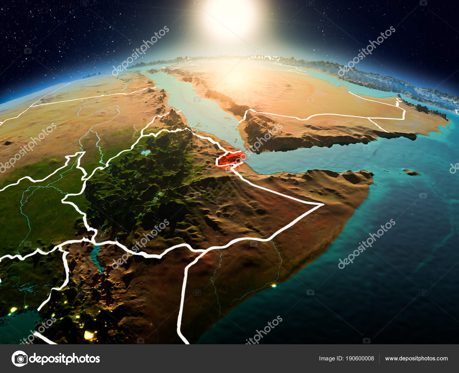 Djibouti Au Lever Du Soleil Sur Orbite Photographie Tom