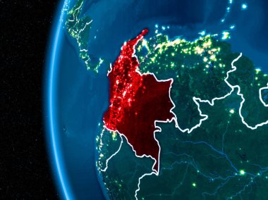Kolombiya gece yeryüzünde