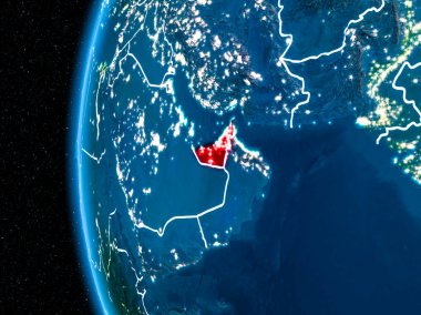 Birleşik Arap Emirlikleri gece yeryüzünde