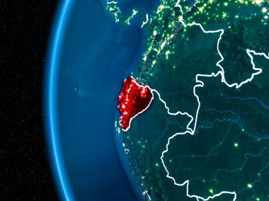 Ekvador gece yeryüzünde