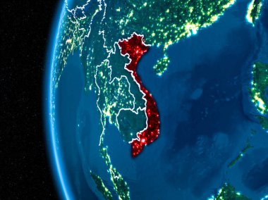 Vietnam gece yeryüzünde