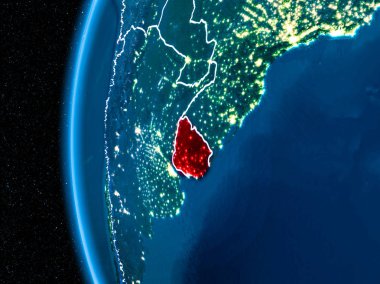 Uruguay gece yeryüzünde