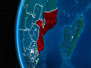 Mozambik gece yeryüzünde