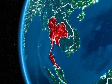 Tayland gece yeryüzünde