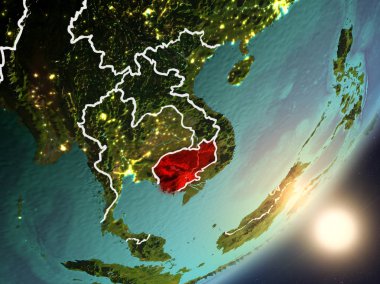 Uzaydan Kamboçya yükselen güneş