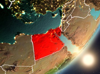 Uzaydan Mısır yükselen güneş