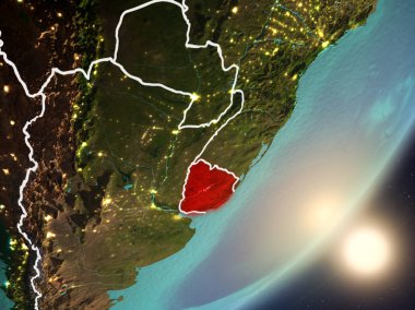 Uzaydan Uruguay yükselen güneş
