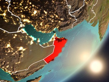 Uzaydan Umman yükselen güneş