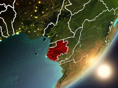 Uzaydan Gabon yükselen güneş