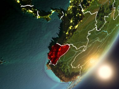 Uzaydan Ekvator üzerinde yükselen güneş