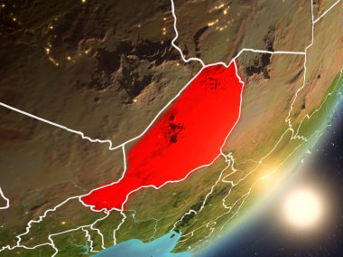 Uzaydan Nijer yükselen güneş