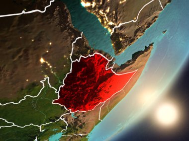 Uzaydan Etiyopya yükselen güneş