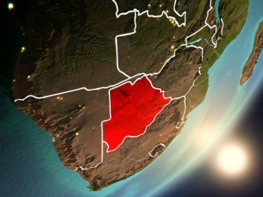 Uzaydan Botsvana yükselen güneş