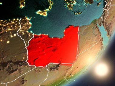 Uzaydan Libya yükselen güneş