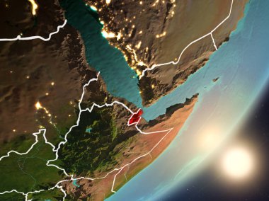 Uzaydan Cibuti yükselen güneş