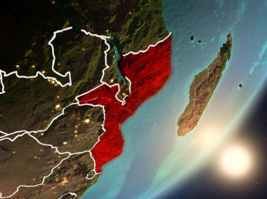Uzaydan Mozambik yükselen güneş