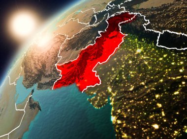 Planet Earth günbatımı içinde Pakistan