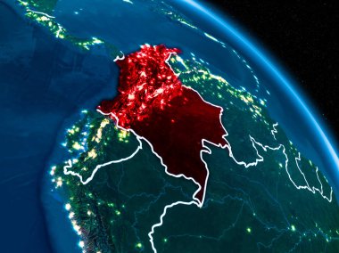 Geceleri Kolombiya uydu görüntüsü