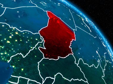 Geceleri Çad'ın uydu görüntüsü