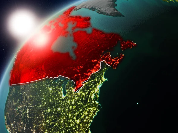 Kanada na planecie ziemi w zachód słońca — Zdjęcie stockowe