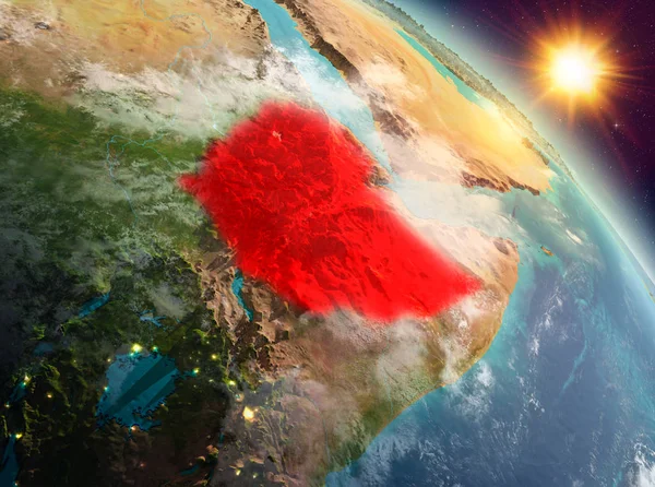 Etiopía al amanecer desde la órbita —  Fotos de Stock