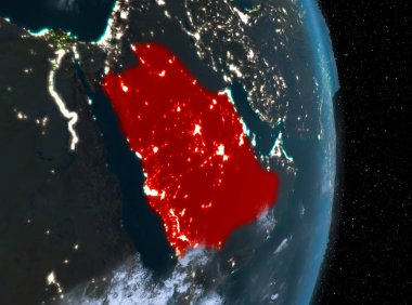 Gece boyunca Suudi Arabistan yeryüzünde
