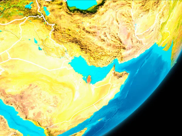 Vista orbitária do Qatar — Fotografia de Stock
