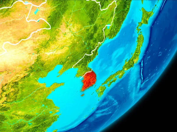 Vista da órbita da Coreia do Sul — Fotografia de Stock