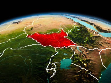 Planet Earth uzayda Güney Sudan