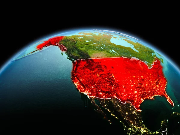 Etats-Unis sur la planète Terre dans l'espace — Photo