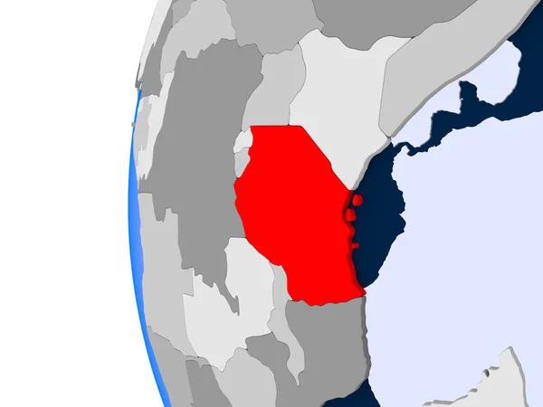 Mappa della Tanzania sul globo politico — Foto Stock