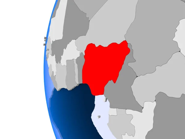 Mapa z Nigérie na politické globe — Stock fotografie