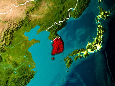 Yeryüzünde Güney Kore Haritası