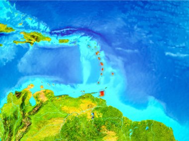 Dünya üzerindeki kırmızı Karayipler'de