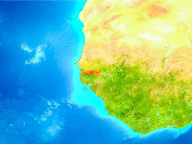Gambiya dünya üzerindeki kırmızı