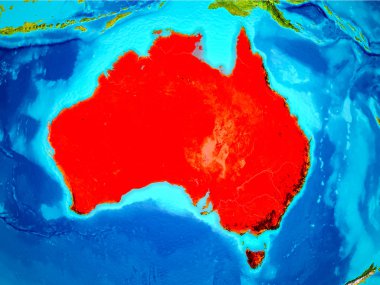 Avustralya dünya üzerindeki kırmızı